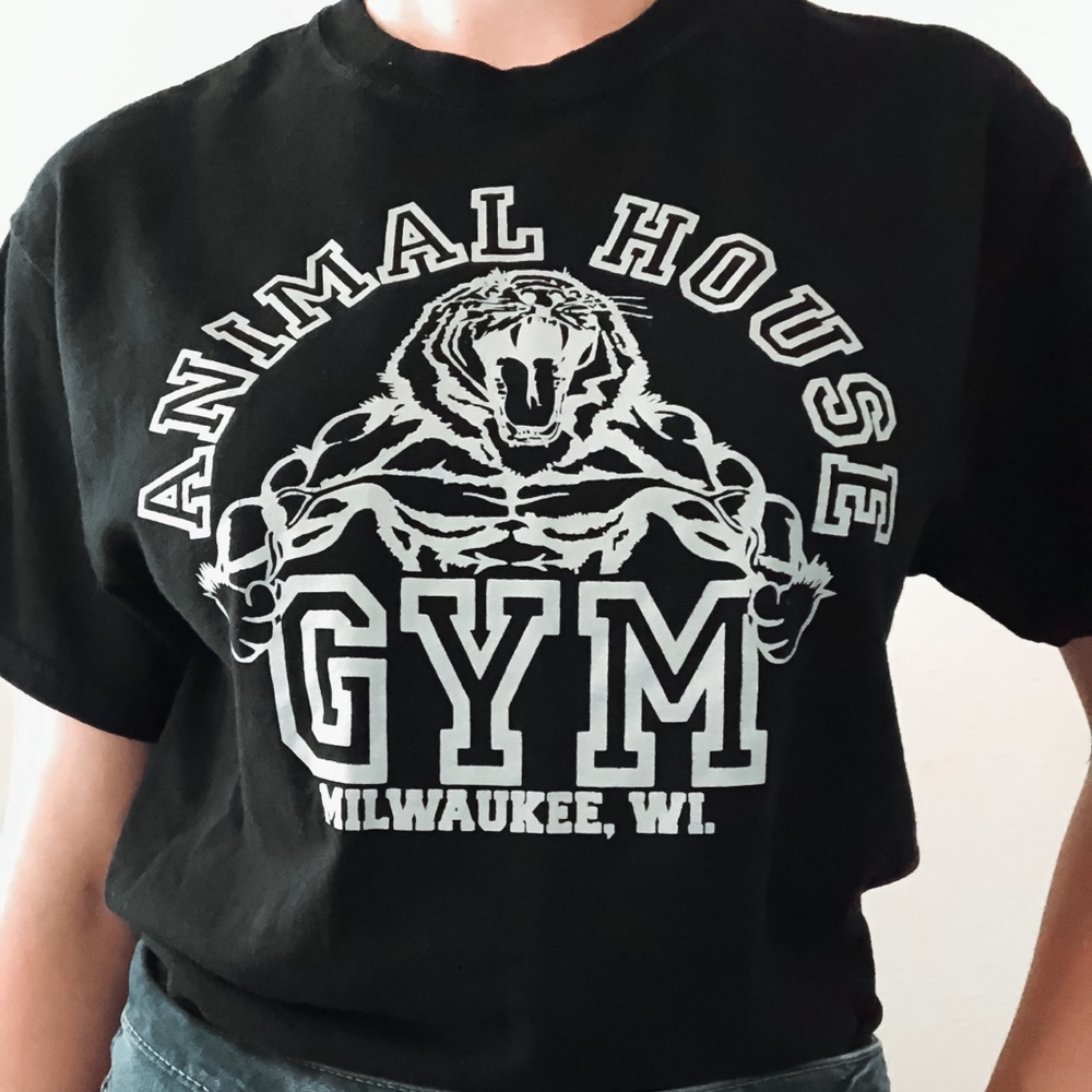 Vintage Animal house gym black t-shirt. Wisconsin